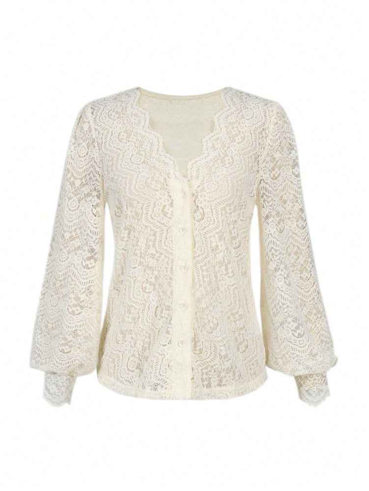 Elegant Sleeve Solid Color Blouse