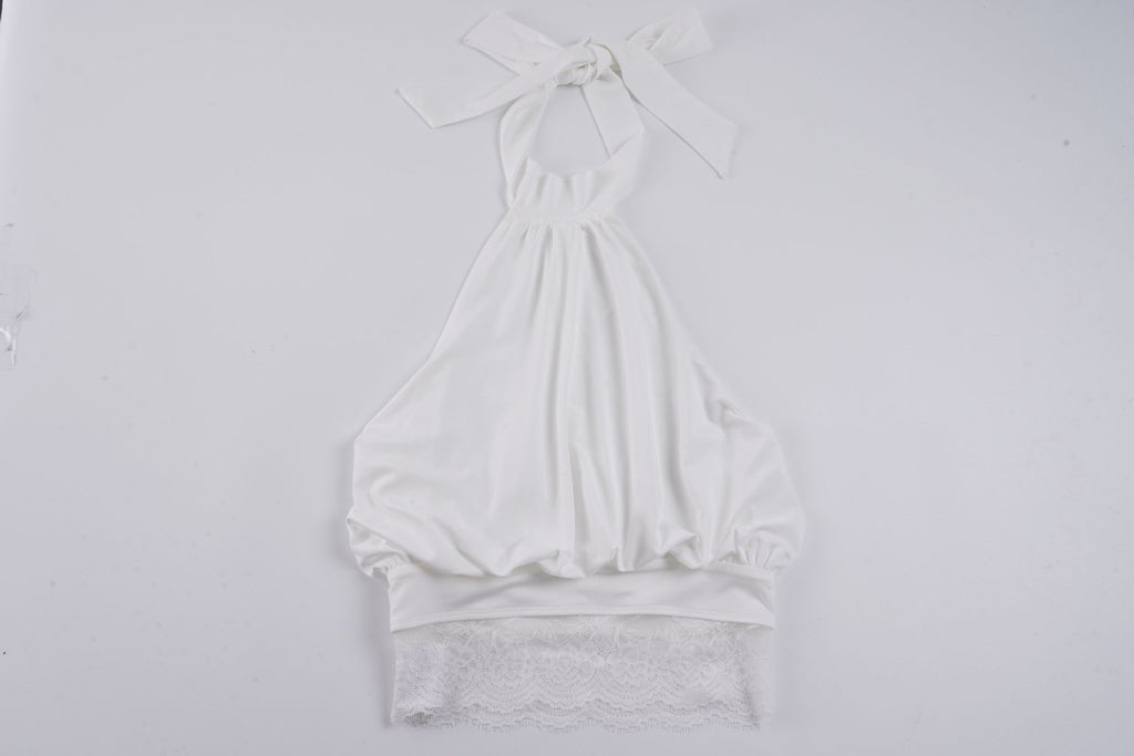 Halter Spaghetti Strap Backless Lace Blouse