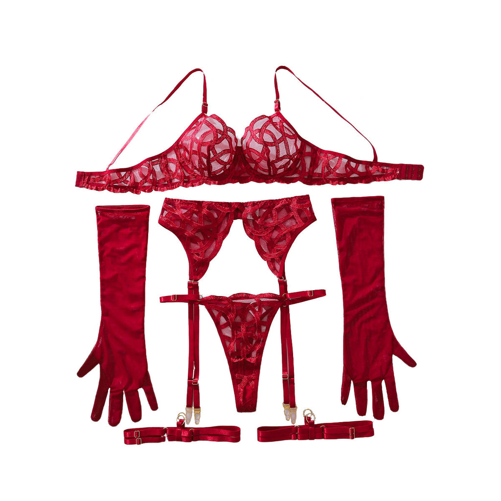 Embroidery See through Slim Fit Adjustable Lingerie