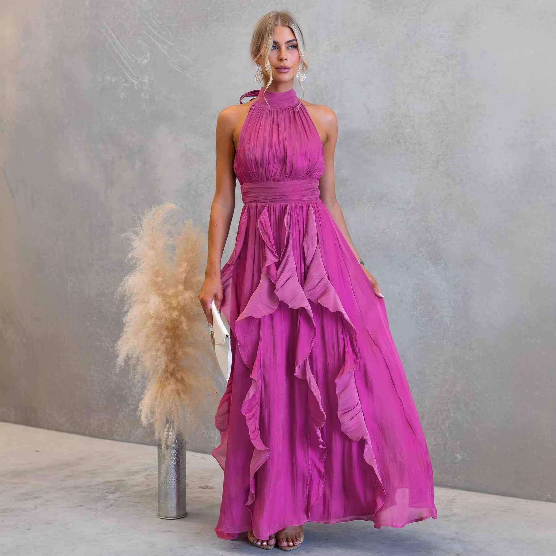 Spring Summer Lotus Leaf Dress Casual Holiday Dress Women Boho Style