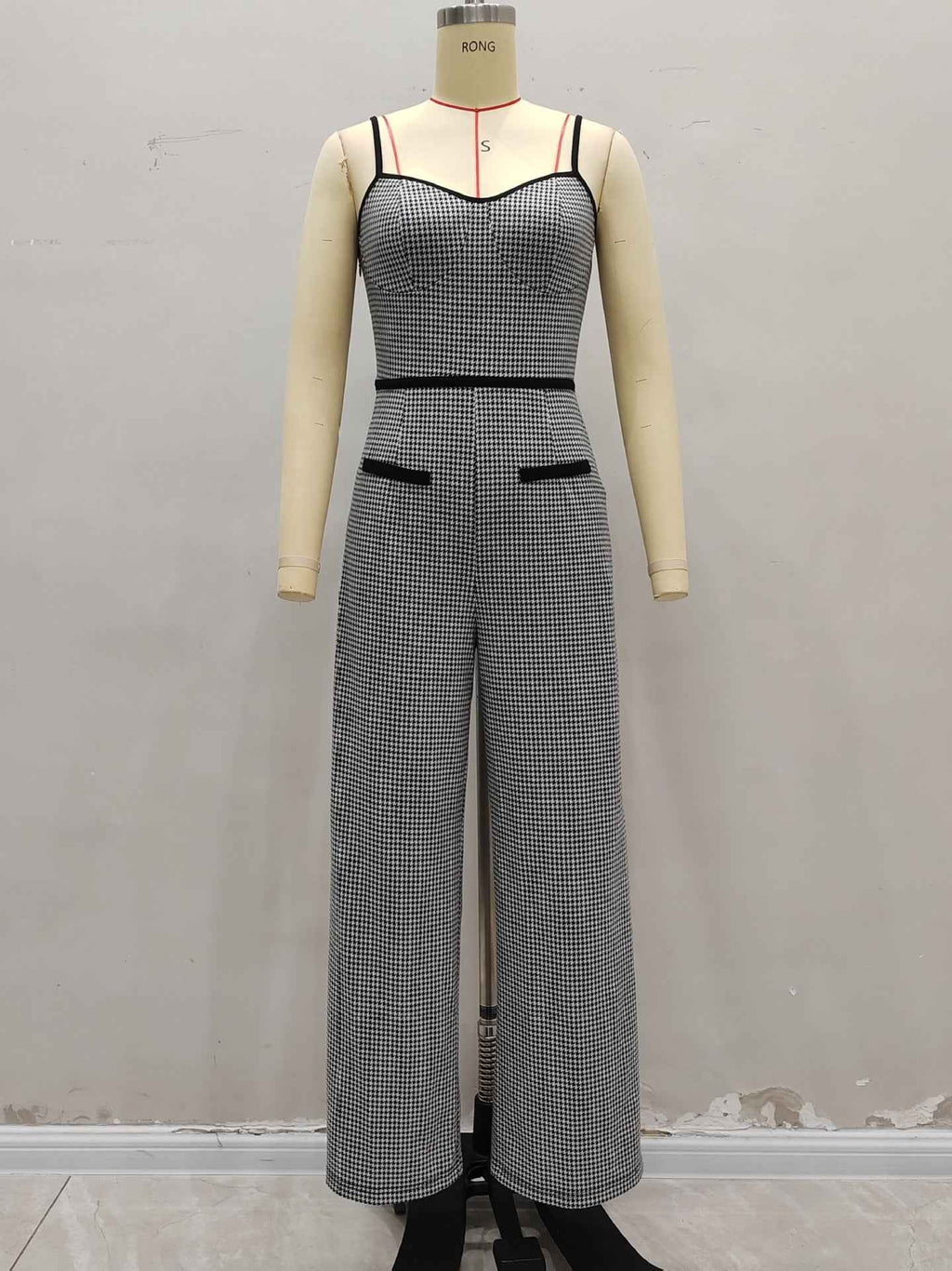 Jumpsuit Side Zipper Contrast Color Office Elegant Bandage Slim Fit New Arrivals