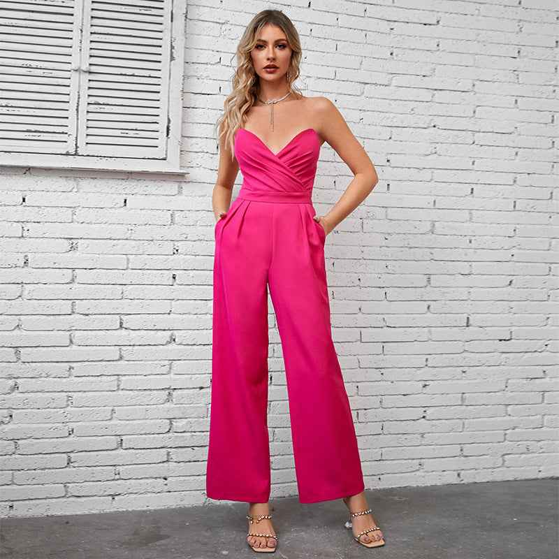 Luxury Business Elegant Business Tube Top Jumpsuit Two Piece Set