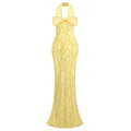 Yellow Heavy Industry Tube Bead Bow Halter Formal Dress