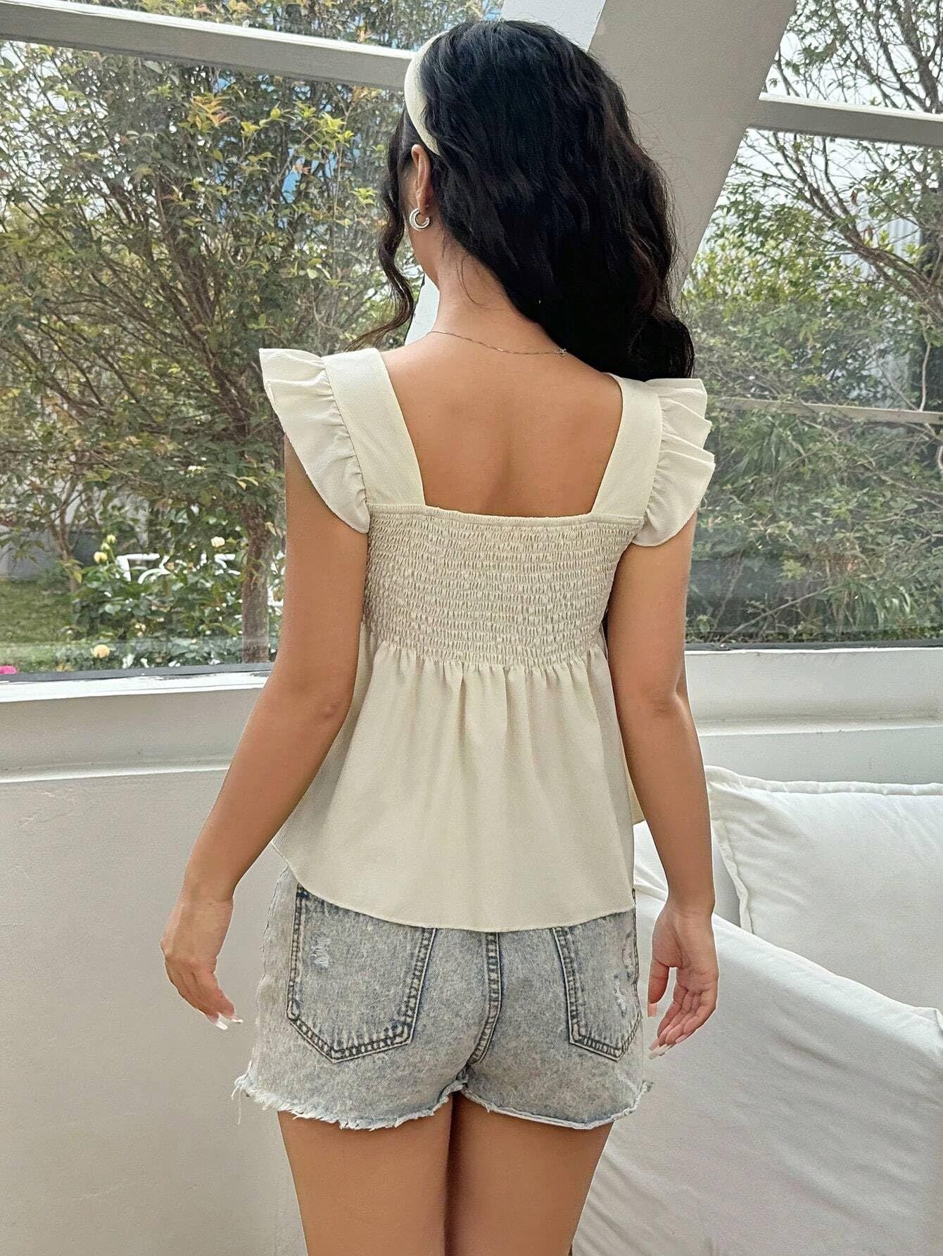 Ruffled Flounced Sleeve Blouse