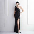 Sequined One Shoulder Appreciation Dinner Slim Fit Fishtail Wedding Dress