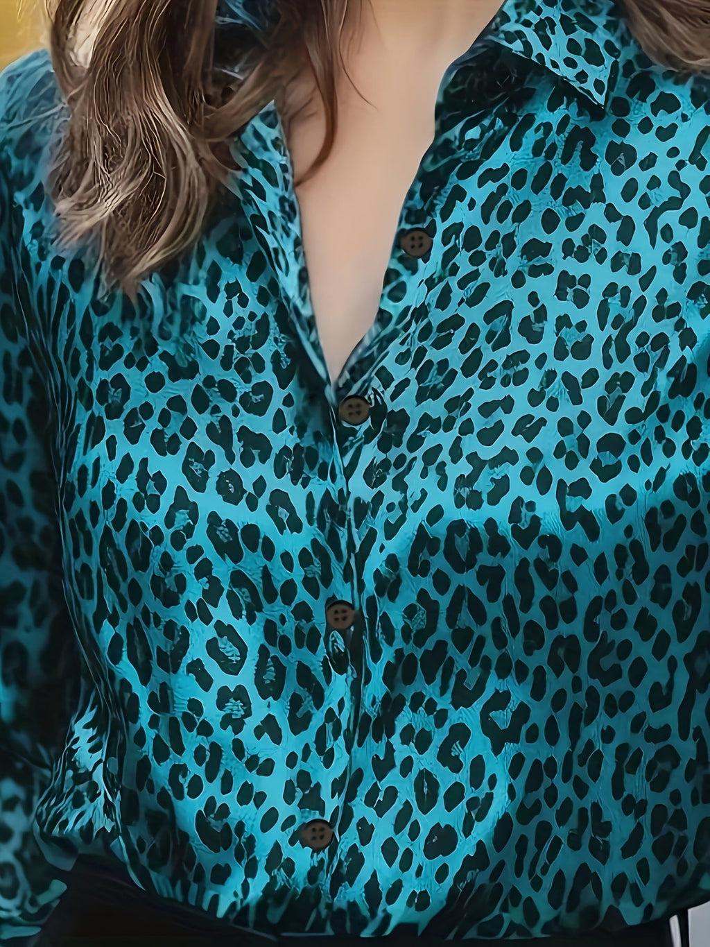 Leopard Print Long Sleeve Blouse