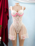 Gathered Bridal Lace See through Lingerie