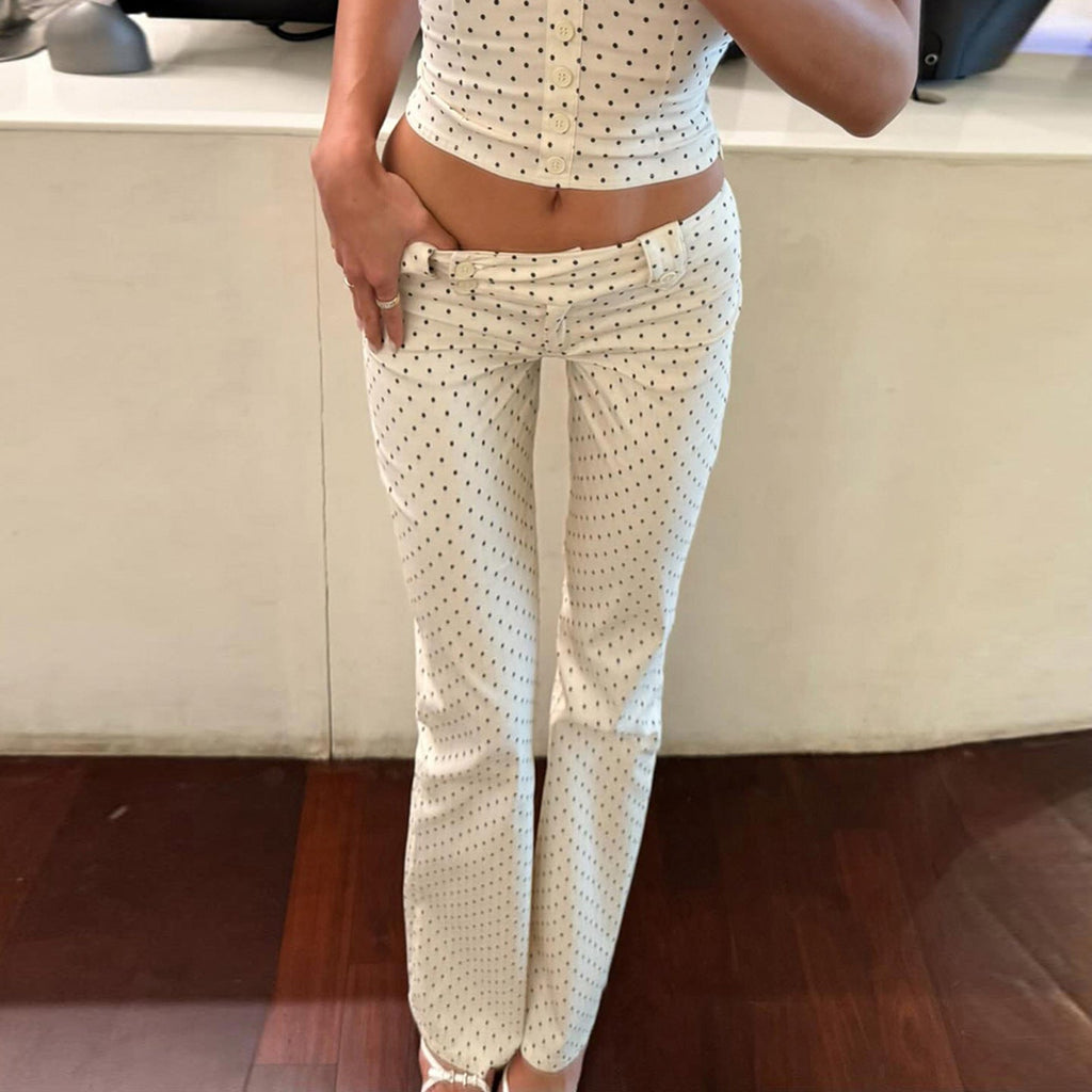 Casual Polka Dot Jumpsuit Two Piece Set