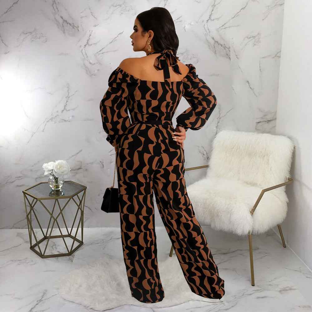 Long Sleeve Halter Jumpsuit