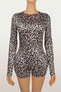 Slim Stretch Sexy Leopard Print Romper