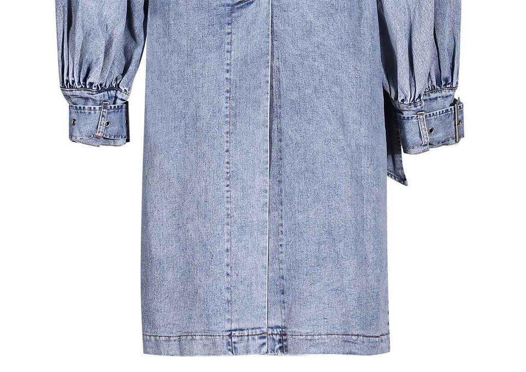 Denim Windbreaker Lotus Leaf Jacket
