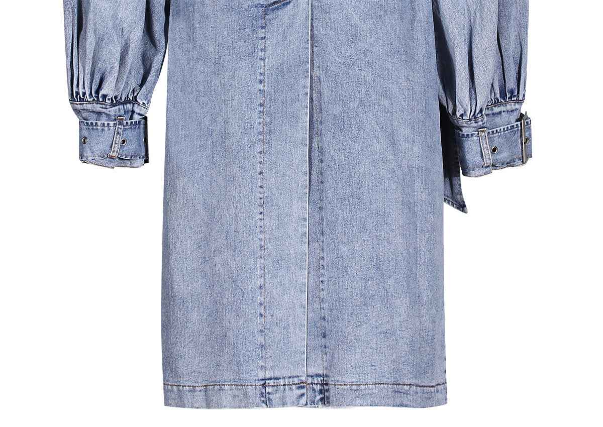 Denim Windbreaker Lotus Leaf Jacket