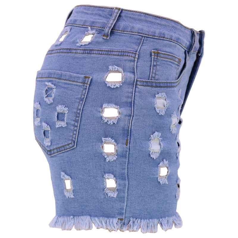 Solid Color Ripped High Waist Stretch Women's Bottoms