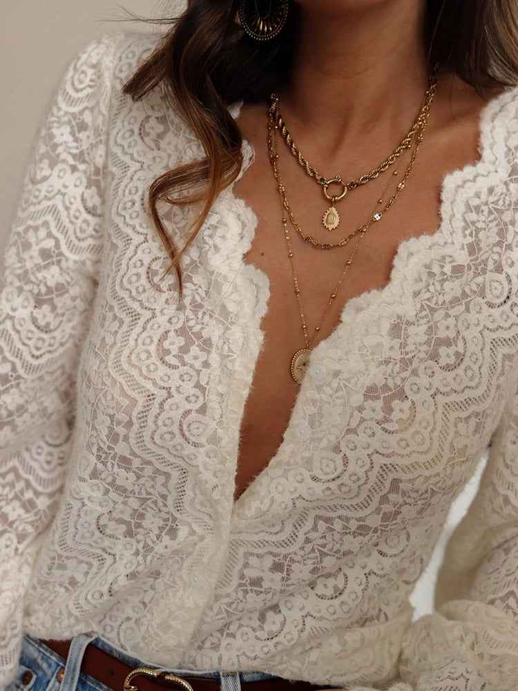 Elegant Sleeve Solid Color Blouse
