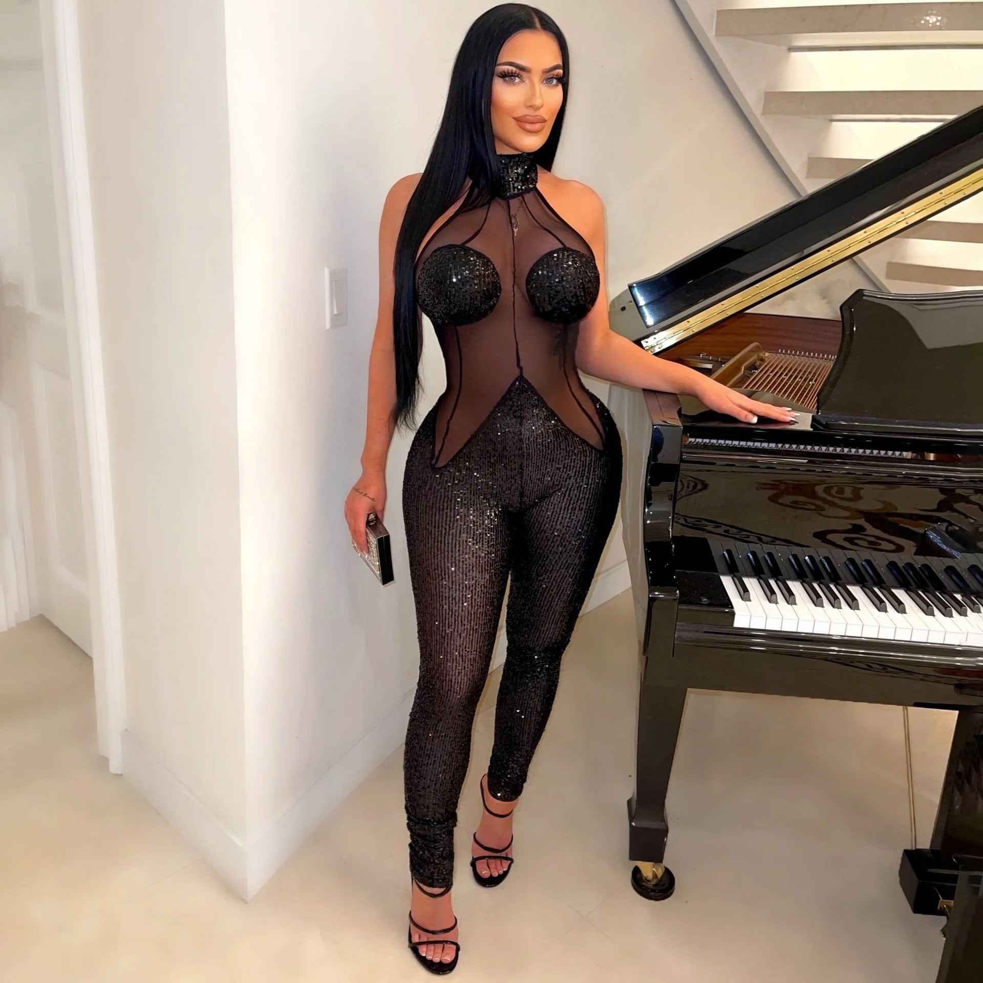 Sexy Sequin See through Jumpsuit