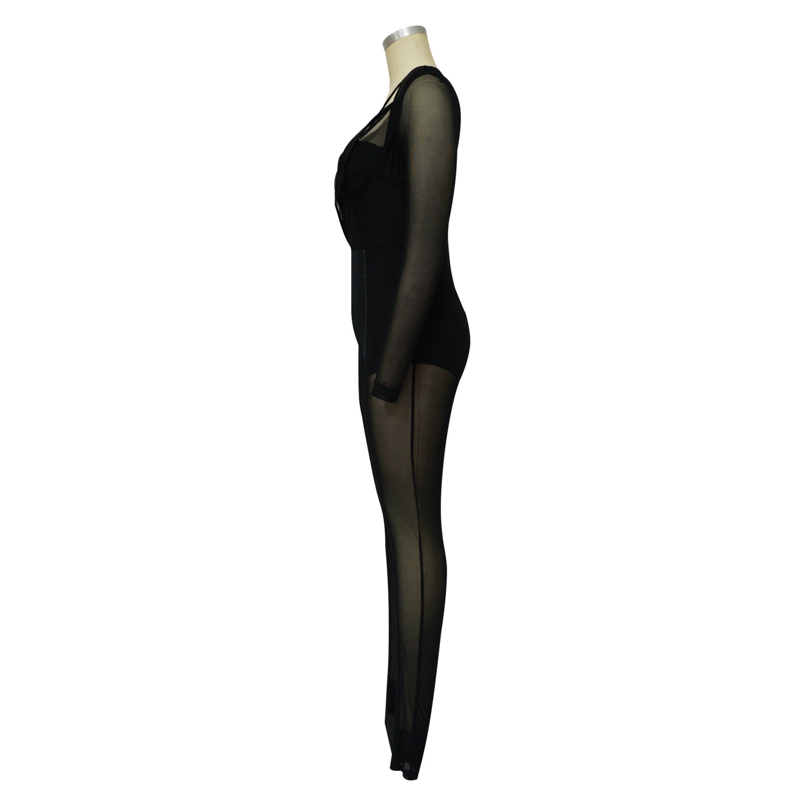 Solid Color Sexy See through Jumpsuit Women