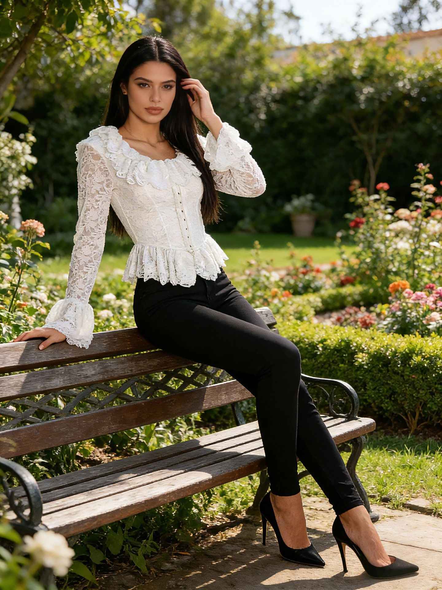 Petal Sleeve Lace Blouse