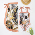 Two Piece Set Swimsuit Multi Color Printed Mesh Maxi Dress Conservative Women Swimsuit
