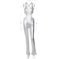 Faux Leather Sexy Cutout Backless Slim Fit Sling Jumpsuit (Medium Only)