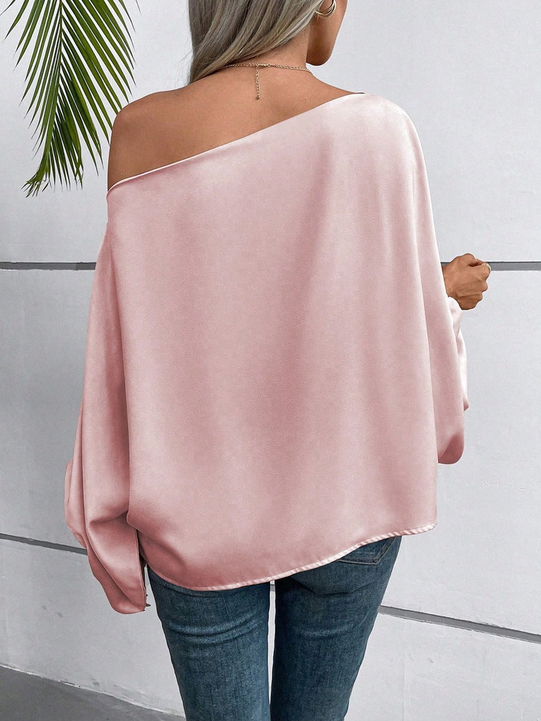 Off Shoulder Satin Blouse