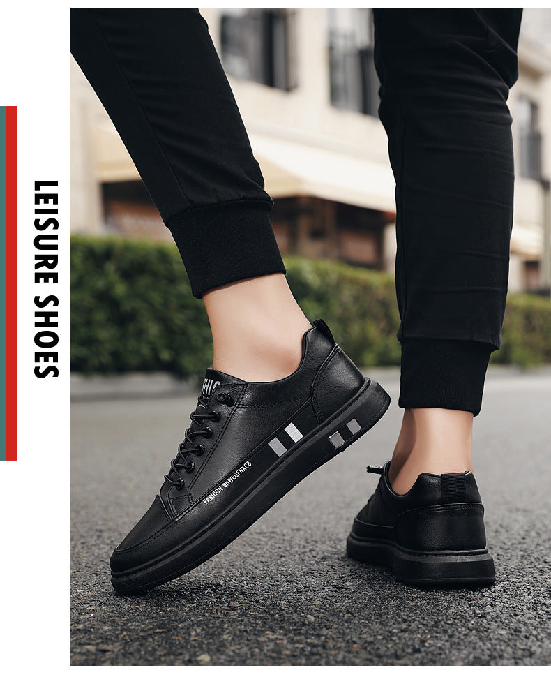 Breathable White Shoes for Men 2024 New Korean Style Trendy Casual Men's Trendy Shoes White Shoes Leather Panel Shoes Spring Live Broadcast