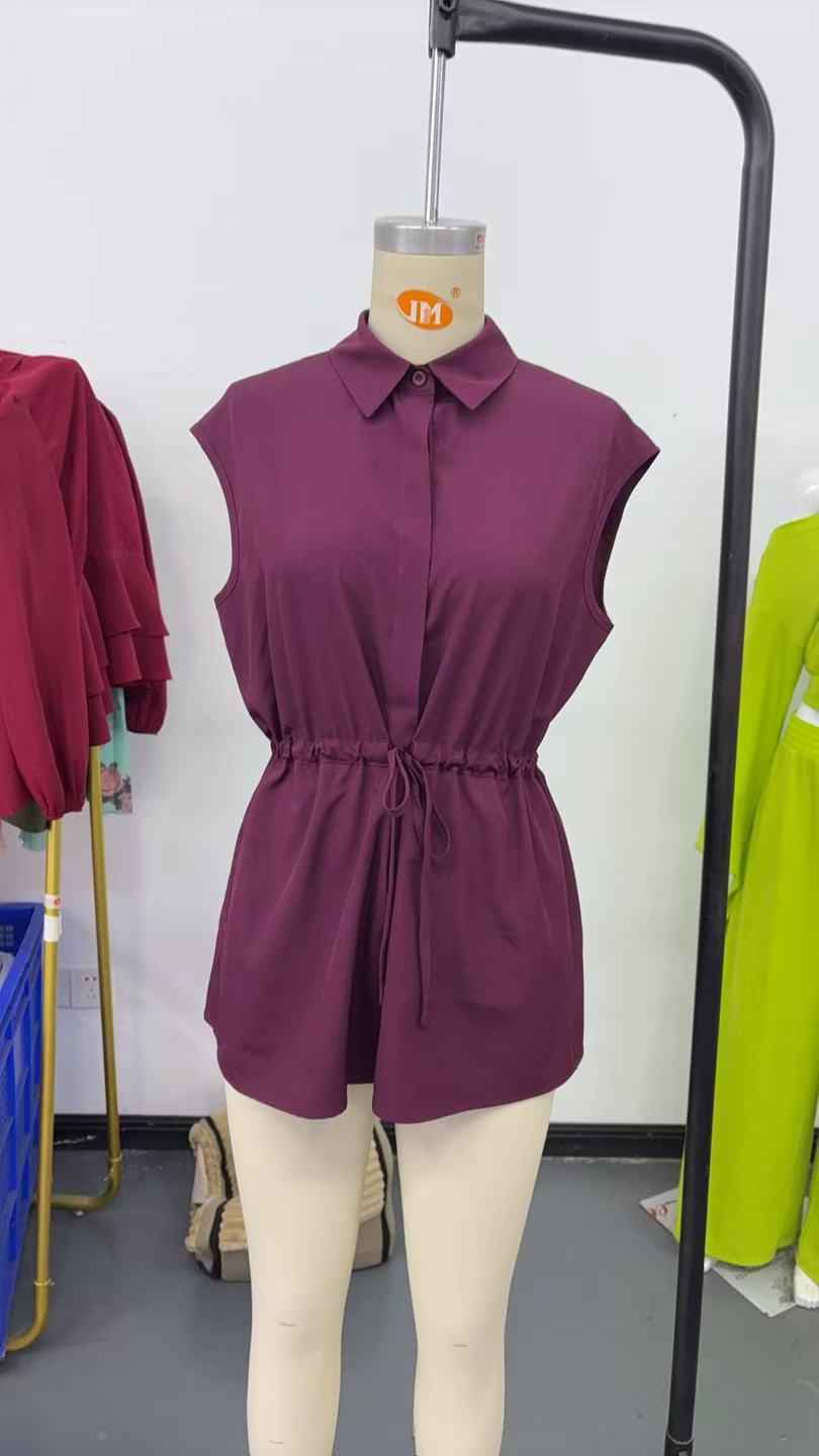 Solid Color Polo Collar Women's T-shirt