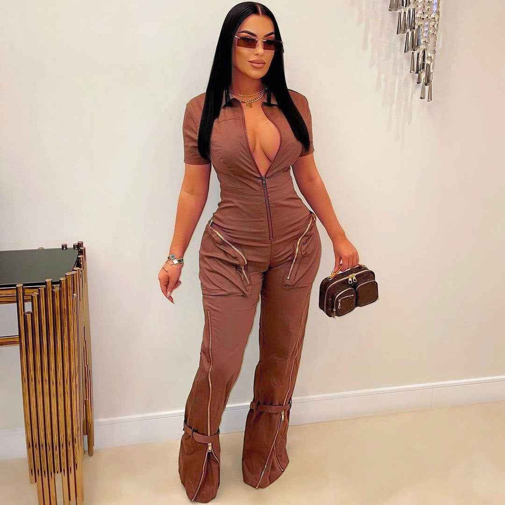 Sexy Summer Jumpsuit with Pocket and Zipper MUNSIEUR