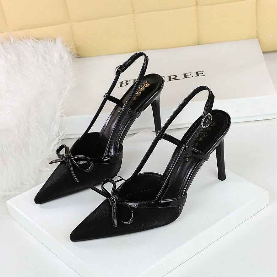 Bow Stiletto Heel High Heels Women Elegant High Grade