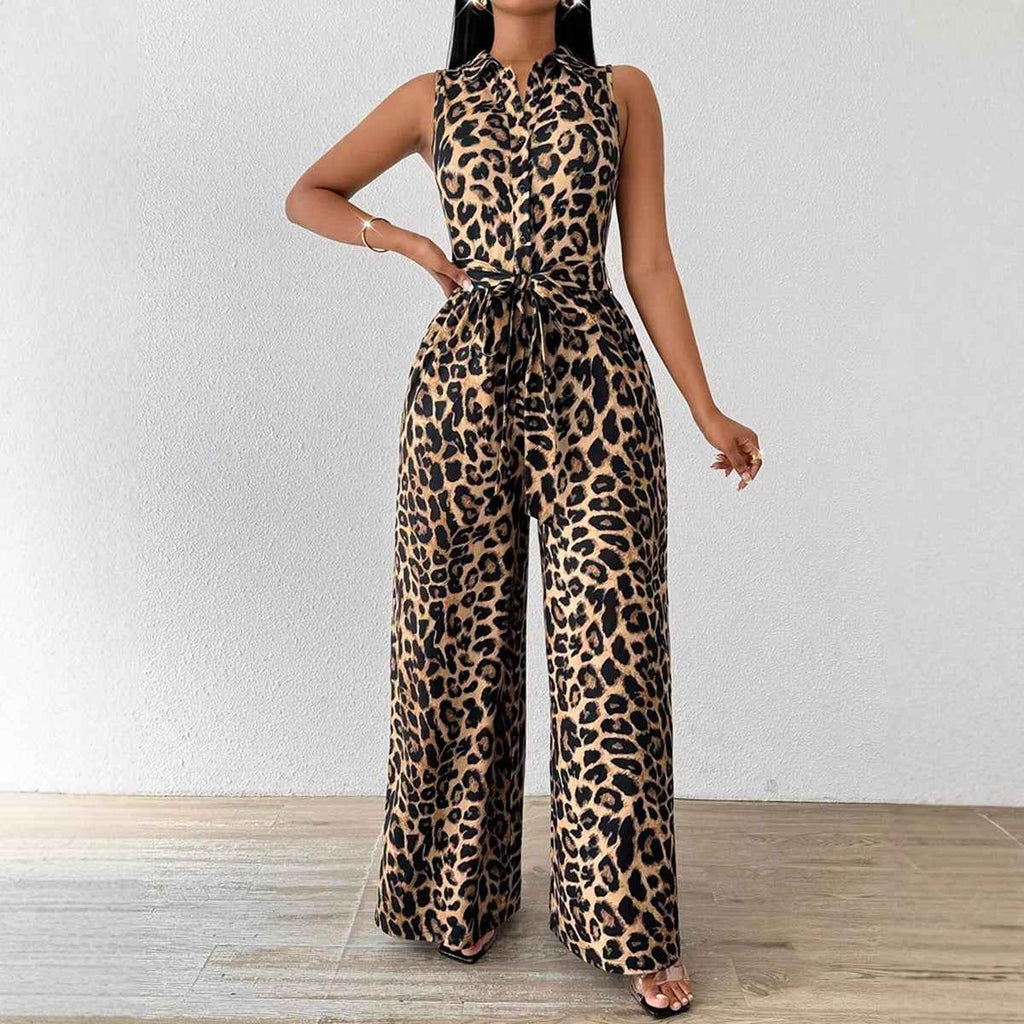 Women Leopard Print Jumpsuit