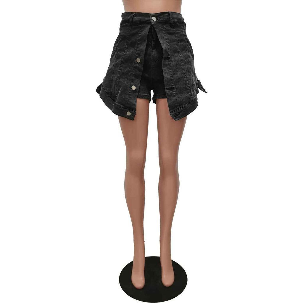 Elastic Denim Two Piece Skort