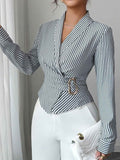 Irregular Asymmetric Metal Special Shaped Button Blouse