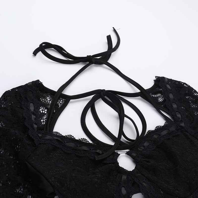 Autumn Elegant Sexy Slim Lace Long Sleeved Romper for Women
