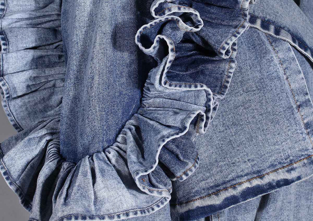 Denim Windbreaker Lotus Leaf Jacket