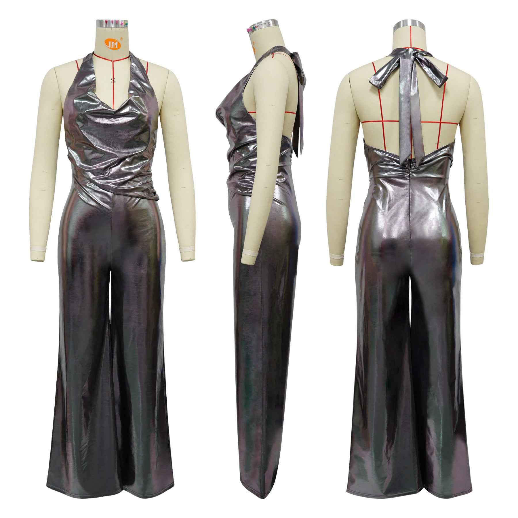 Swing Collar Halter Backless Jumpsuit Women