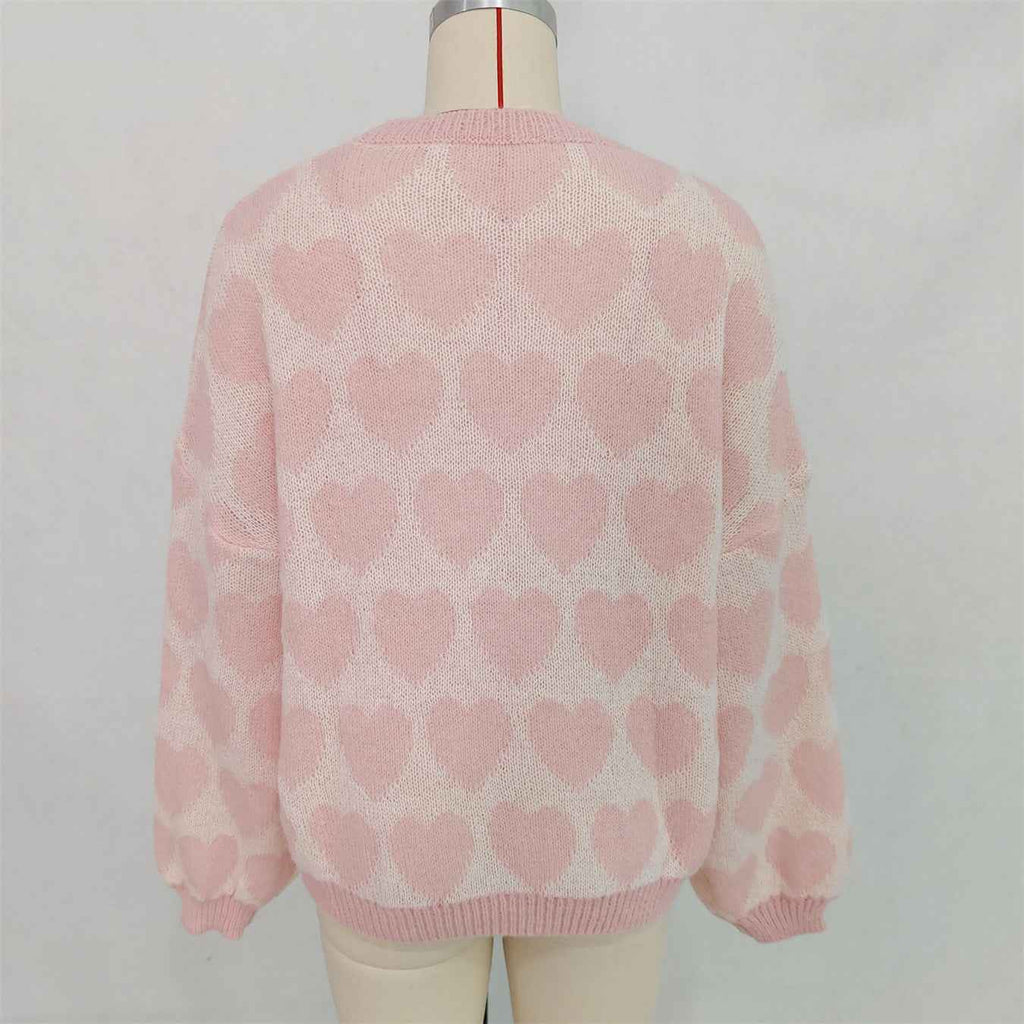 Valentine's Day Sweater Cute Love Jacquard Color Contrast