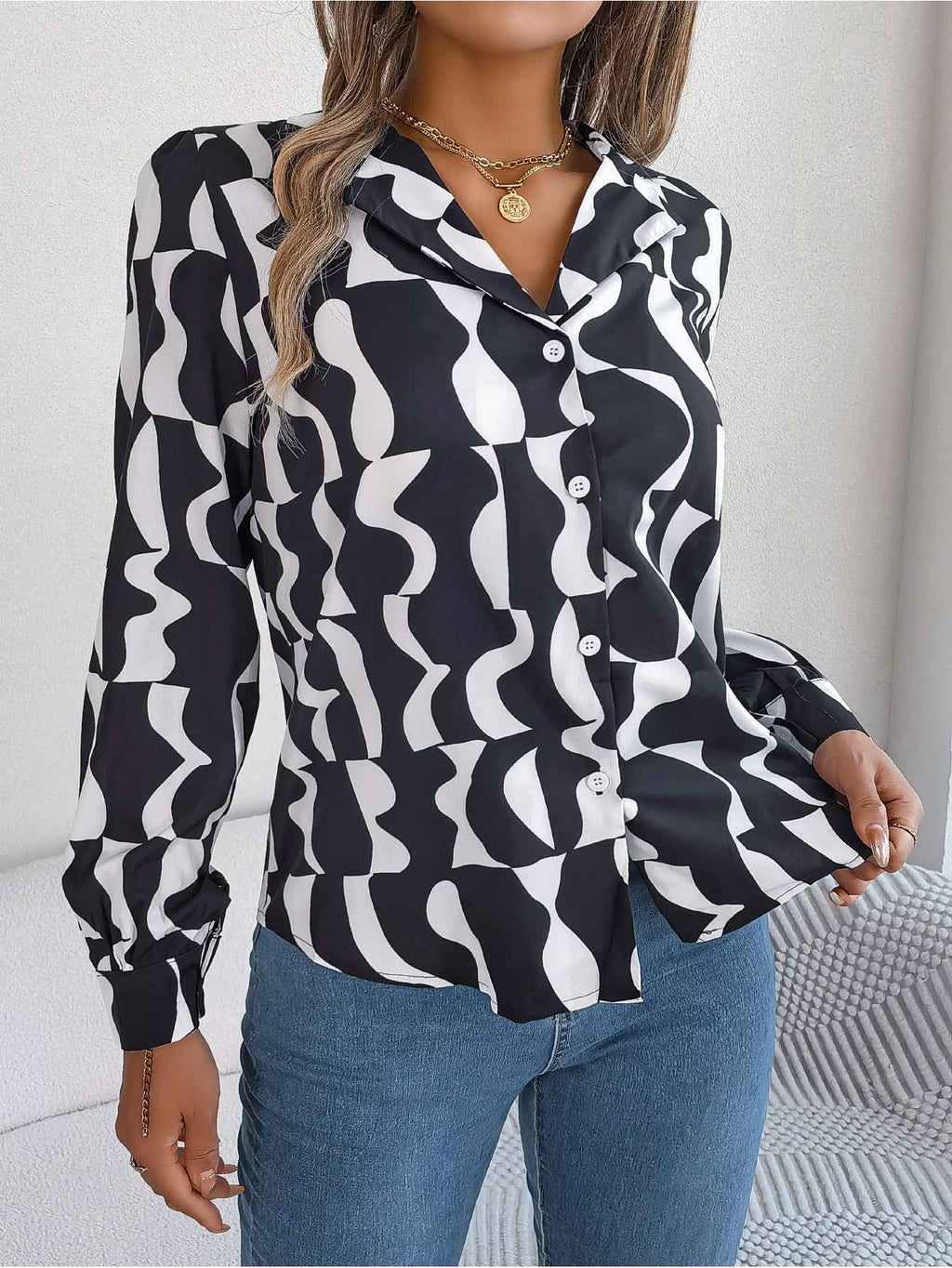 Elegant Contrast Color Striped Blouse
