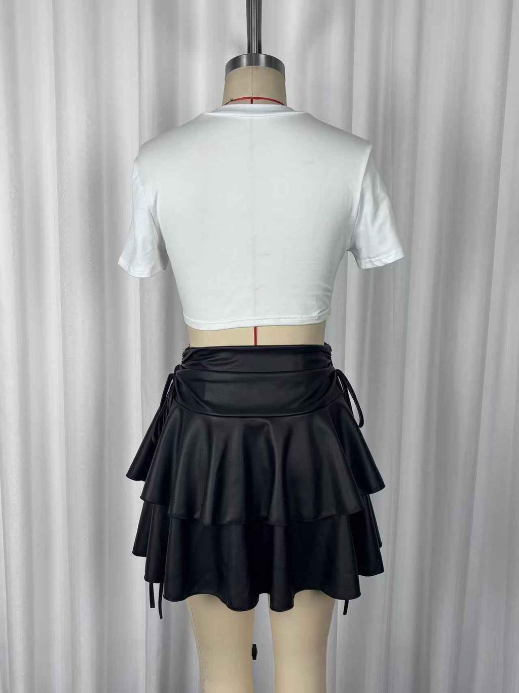 Sexy Ruffled Double Layer Pettiskirt Elegant Side Lace up Skirt
