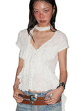 Retro Ribbon Lace Cardigan Blouse