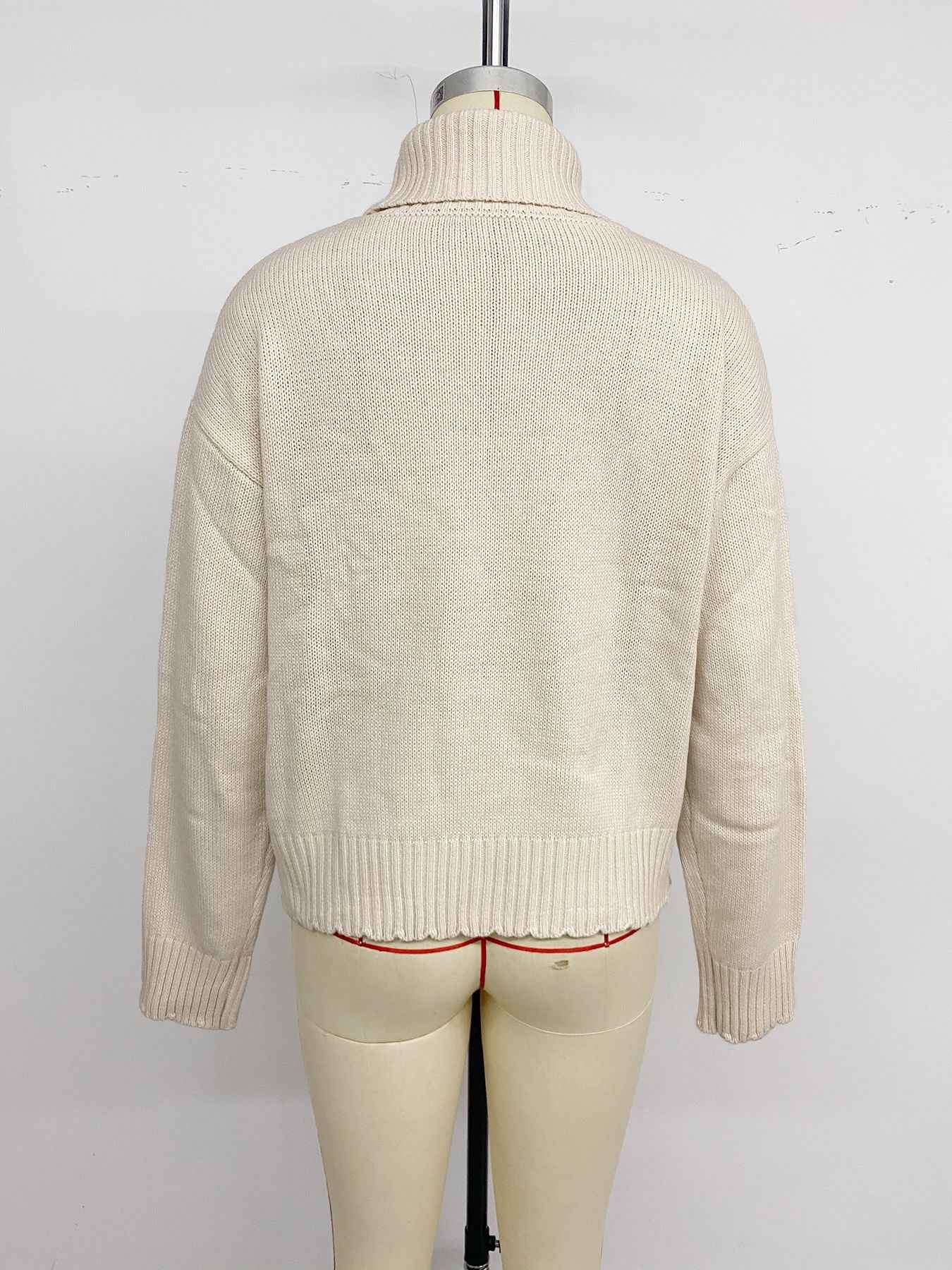 Ethnic Pattern Turtleneck Knitted Jacquard Pullover Sweater Women
