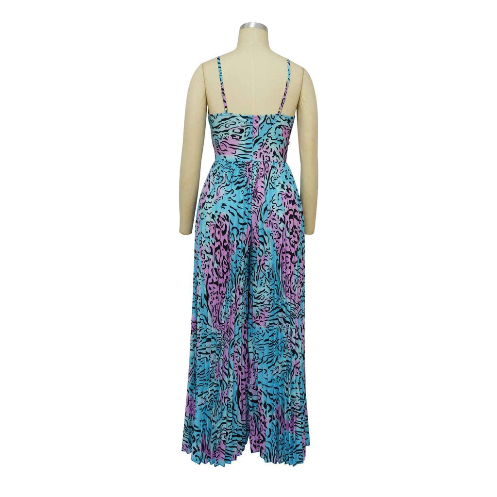 Floral Print Sling Pleated Jumpsuit