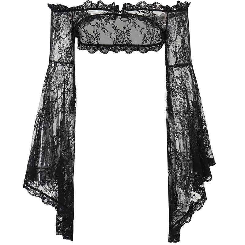 Gothic Classic Lace Flare Sleeve Blouse Y2K Rave