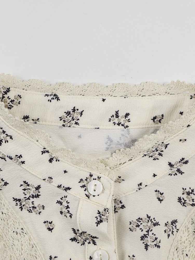 Lace Stitching Casual Blouse