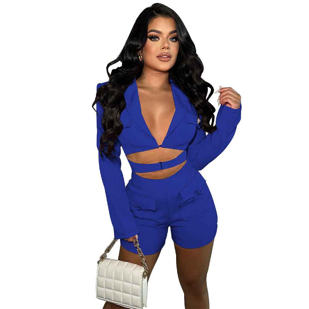 Deep V Plunge Solid Color Romper