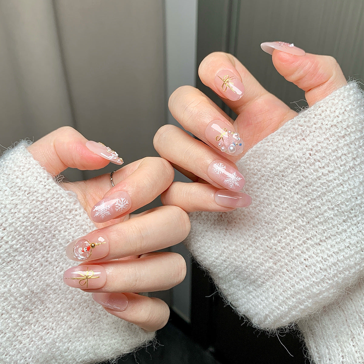 Christmas handmade nail wear boutique high-end nail art fake nail flakes autumn and winter