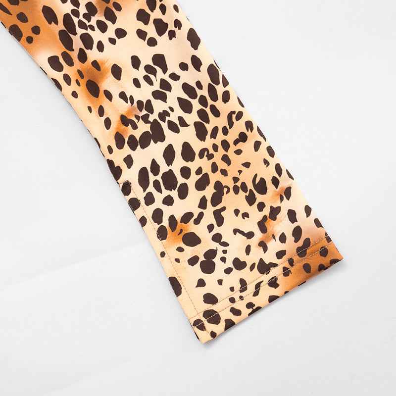 Leopard Print Slim Fit Button up Blouse