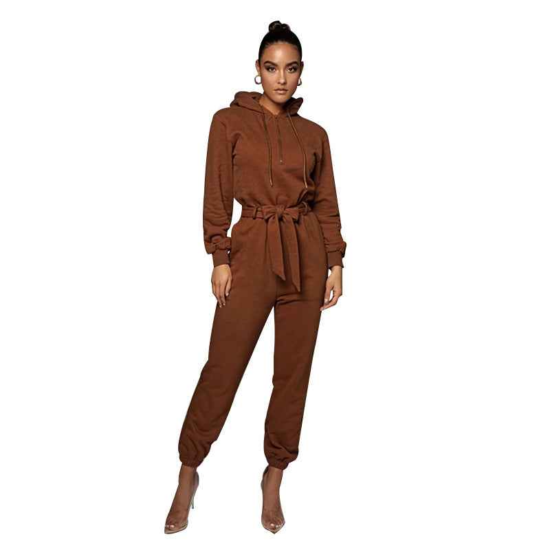 Half Open Collar Urban Casual Women's Jumpsuit