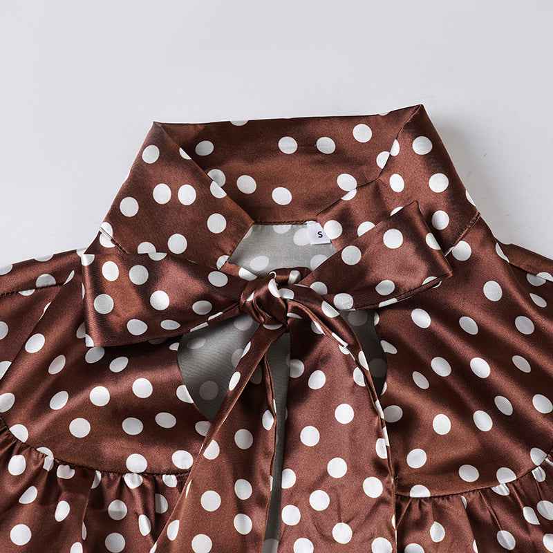 Elegance Polka Dot Cutout out Long Sleeve Blouse