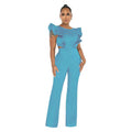 Ruffled Solid Color Jumpsuit