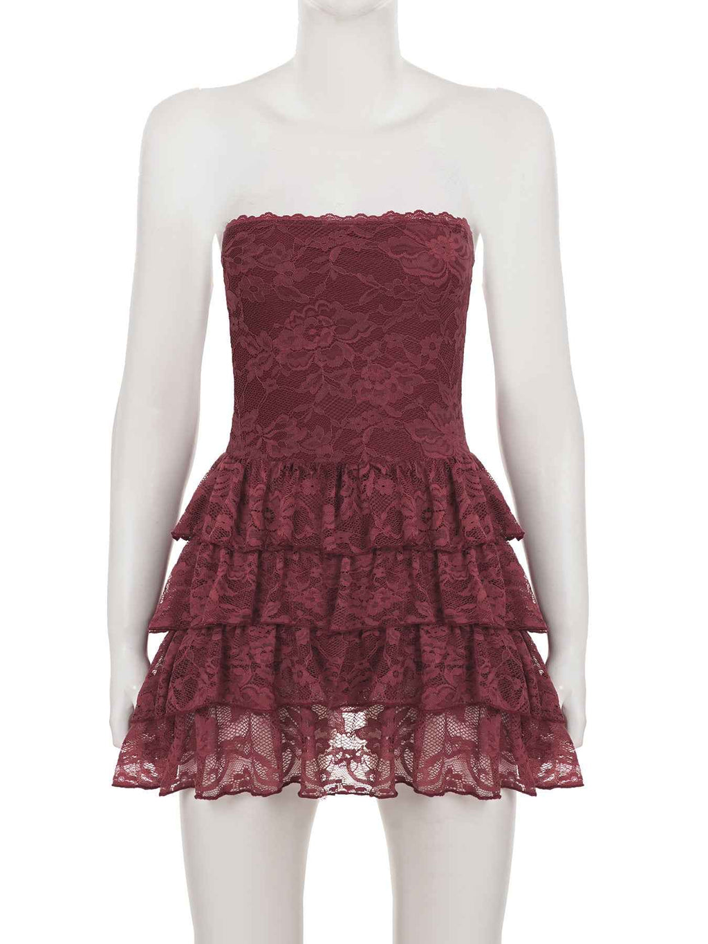 Lace Stitching Puffy Tiered Dress Summer Set