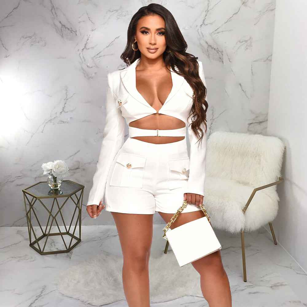 Deep V Plunge Solid Color Romper